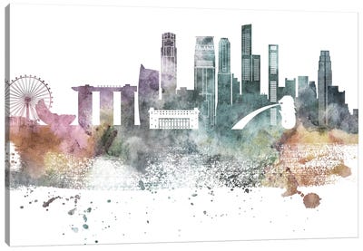 Singapore Pastel Skyline Canvas Art Print - WallDecorAddict