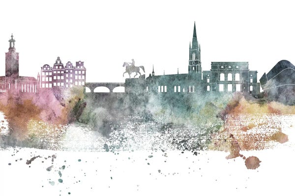 Sweden: Stockholm Pastel Skyline by WallDecorAddict