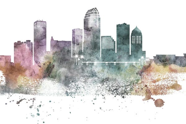 Tampa Bay: Tampa Pastel Skyline by WallDecorAddict