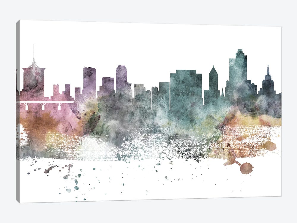 Tulsa Pastel Skyline by WallDecorAddict 1-piece Canvas Print