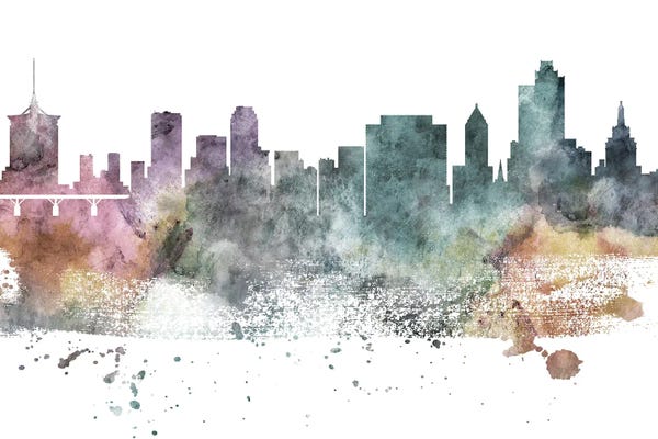 Oklahoma: Tulsa Pastel Skyline by WallDecorAddict