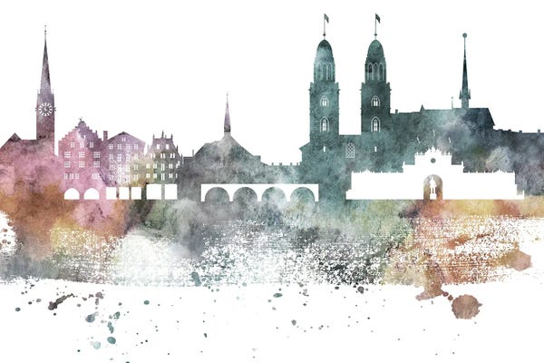 Zurich: Zurich Pastel Skyline by WallDecorAddict