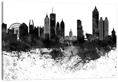 Atlanta Black & White Drops Skyline Canvas Art Print - Atlanta Skylines
