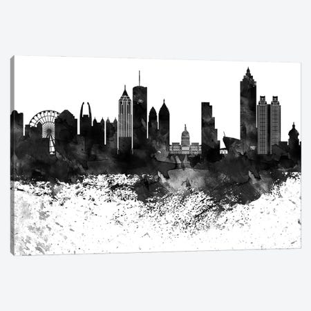 Atlanta Black & White Drops Skyline Canvas Print #WDA1119} by WallDecorAddict Canvas Wall Art
