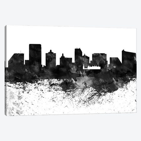 Atlantic City Black & White Drops Skyline Canvas Print #WDA1120} by WallDecorAddict Canvas Art Print