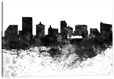 Atlantic City Black & White Drops Skyline Canvas Art Print - New Jersey Art