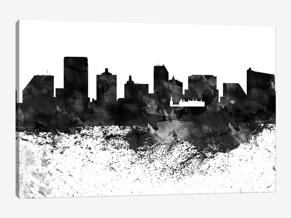 Atlantic City Black & White Drops Skyline by WallDecorAddict 1-piece Canvas Art Print