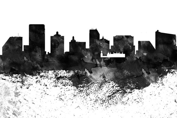Atlantic City: Atlantic City Black & White Drops Skyline by WallDecorAddict