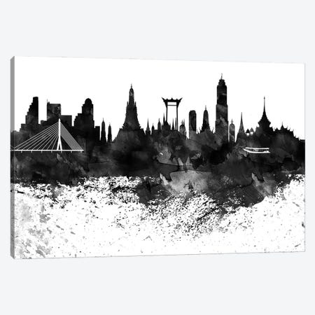 Bangkok Black & White Drops Skyline Canvas Print #WDA1124} by WallDecorAddict Canvas Art