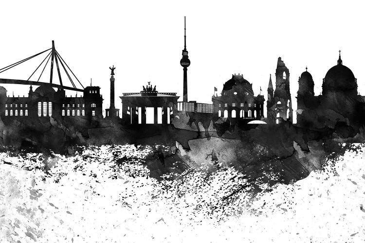 Berlin Black & White Drops Skyline by WallDecorAddict wall art