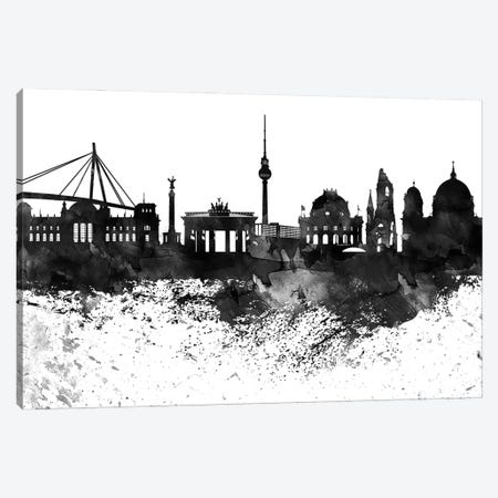 Berlin Black & White Drops Skyline Canvas Print #WDA1128} by WallDecorAddict Art Print