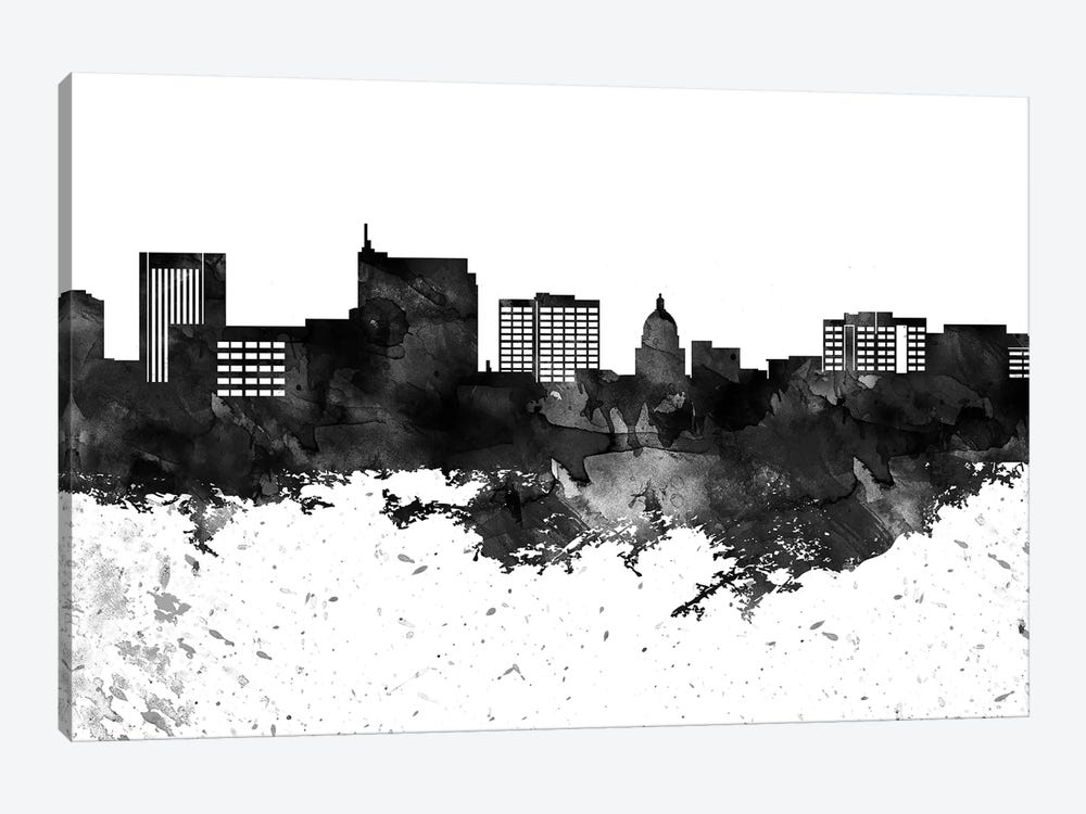 Boise Black & White Drops Skyline by WallDecorAddict 1-piece Canvas Wall Art