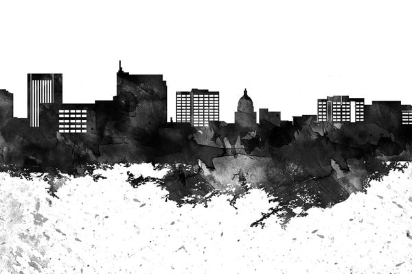 Idaho: Boise Black & White Drops Skyline by WallDecorAddict