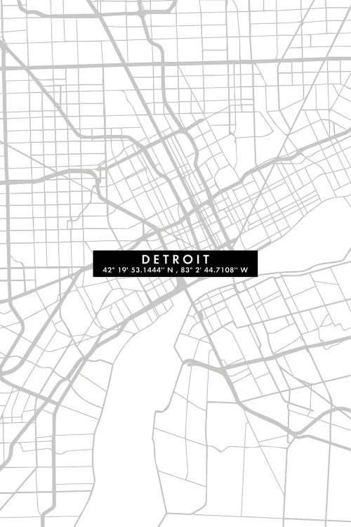 Detroit City Map Minimal by WallDecorAddict wall art