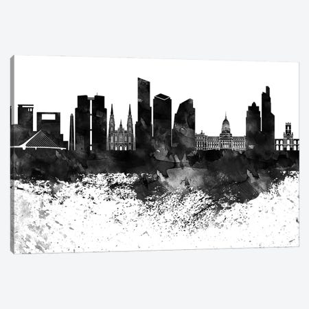 Buenos Aires Black & White Drops Skyline Canvas Print #WDA1133} by WallDecorAddict Canvas Wall Art