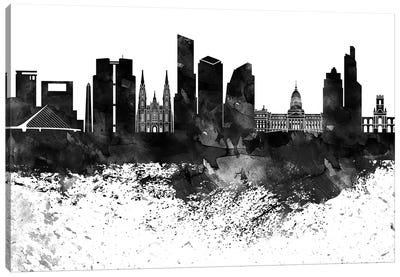 Buenos Aires Black & White Drops Skyline Canvas Art Print - Argentina Art