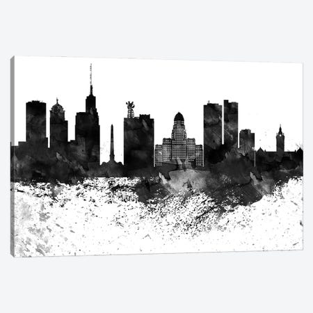 Buffalo Black & White Drops Skyline Canvas Print #WDA1134} by WallDecorAddict Canvas Art Print