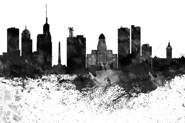 Buffalo: Buffalo Black & White Drops Skyline by WallDecorAddict
