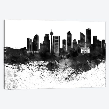 Calgary Black & White Drops Skyline Canvas Print #WDA1136} by WallDecorAddict Canvas Art Print