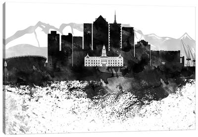 Cape Town Black & White Drops Skyline Canvas Art Print - Cape Town