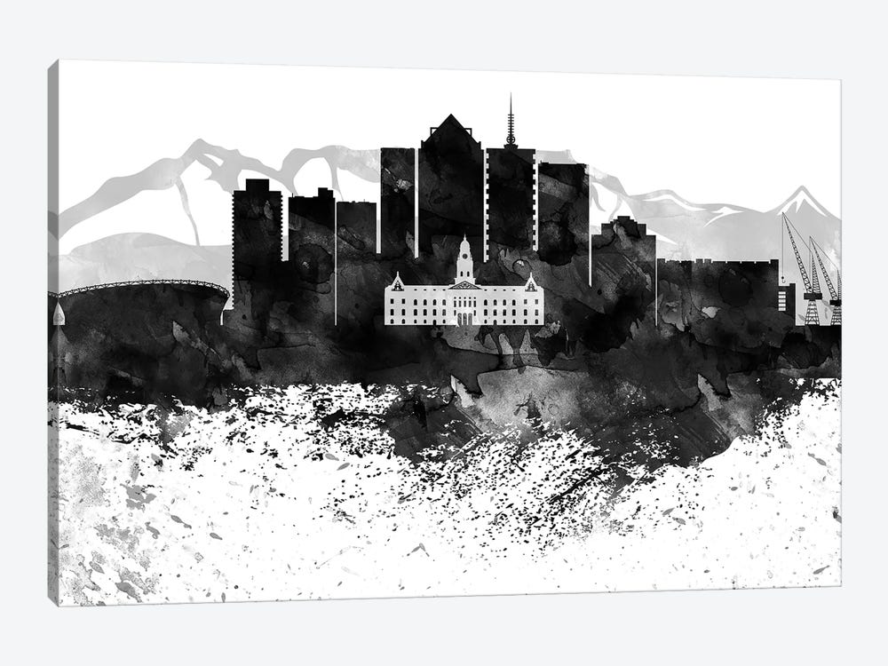 Cape Town Black & White Drops Skyline by WallDecorAddict 1-piece Canvas Print