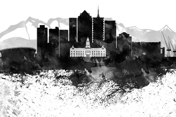 South Africa: Cape Town Black & White Drops Skyline by WallDecorAddict
