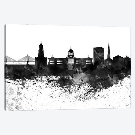 Charleston Black & White Drops Skyline Canvas Print #WDA1138} by WallDecorAddict Canvas Wall Art