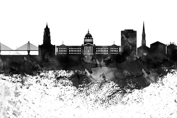 South Carolina: Charleston Black & White Drops Skyline by WallDecorAddict