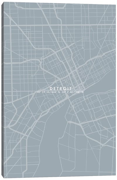 Detroit City Map Simple Color Canvas Art Print - Detroit Maps