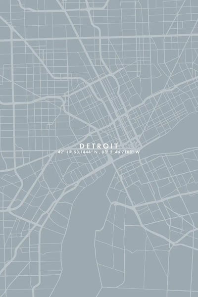 Michigan: Detroit City Map Simple Color by WallDecorAddict