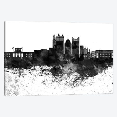 Columbus Black & White Drops Skyline Canvas Print #WDA1144} by WallDecorAddict Canvas Art