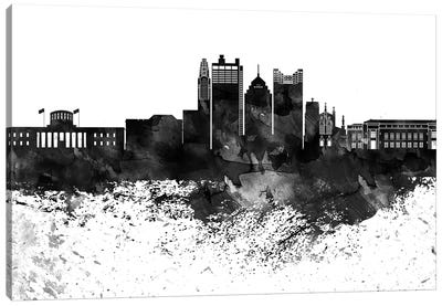 Columbus Black & White Drops Skyline Canvas Art Print - Ohio Art