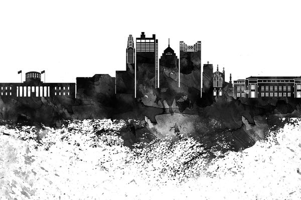 Ohio: Columbus Black & White Drops Skyline by WallDecorAddict