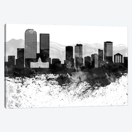 Denver Black & White Drops Skyline Canvas Print #WDA1148} by WallDecorAddict Canvas Print