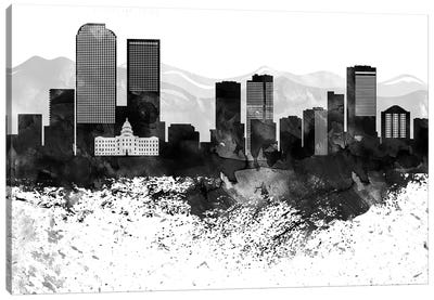 Denver Black & White Drops Skyline Canvas Art Print - Denver Art