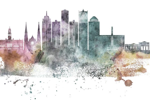 Michigan: Detroit Pastel Skylines by WallDecorAddict