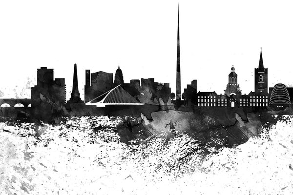 Dublin: Dublin Black & White Drops Skyline by WallDecorAddict