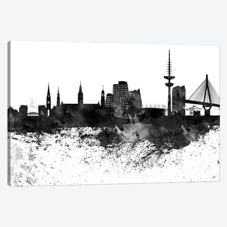 Dusseldorf Black & White Drops Skyline Canvas Print #WDA1152} by WallDecorAddict Canvas Art