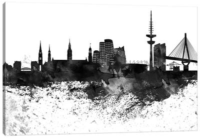 Dusseldorf Black & White Drops Skyline Canvas Art Print
