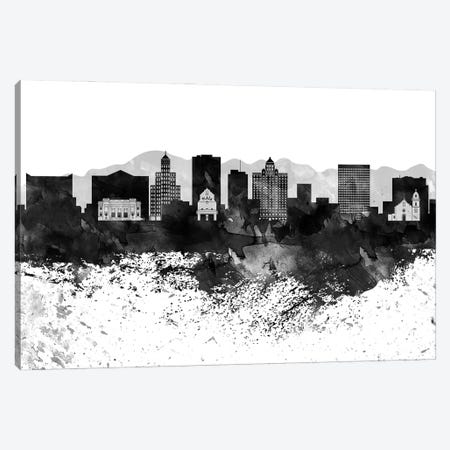 El Paso Black & White Drops Skyline Canvas Print #WDA1155} by WallDecorAddict Canvas Art Print