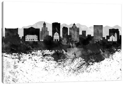 El Paso Black & White Drops Skyline Canvas Art Print