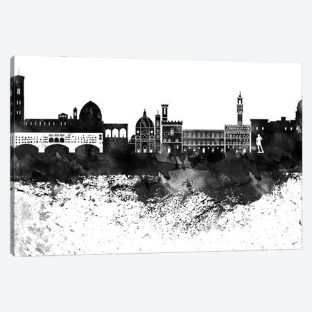 Florence Black & White Drops Skyline Canvas Print #WDA1156} by WallDecorAddict Canvas Print