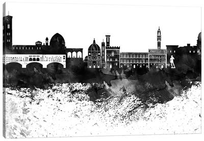 Florence Black & White Drops Skyline Canvas Art Print - Florence Art