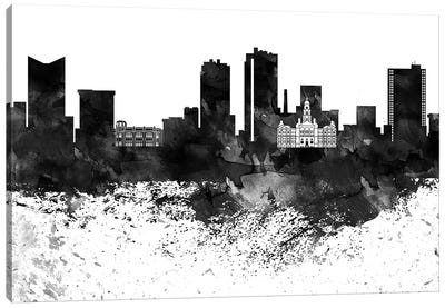 Fort Worth Black & White Drops Skyline Canvas Art Print