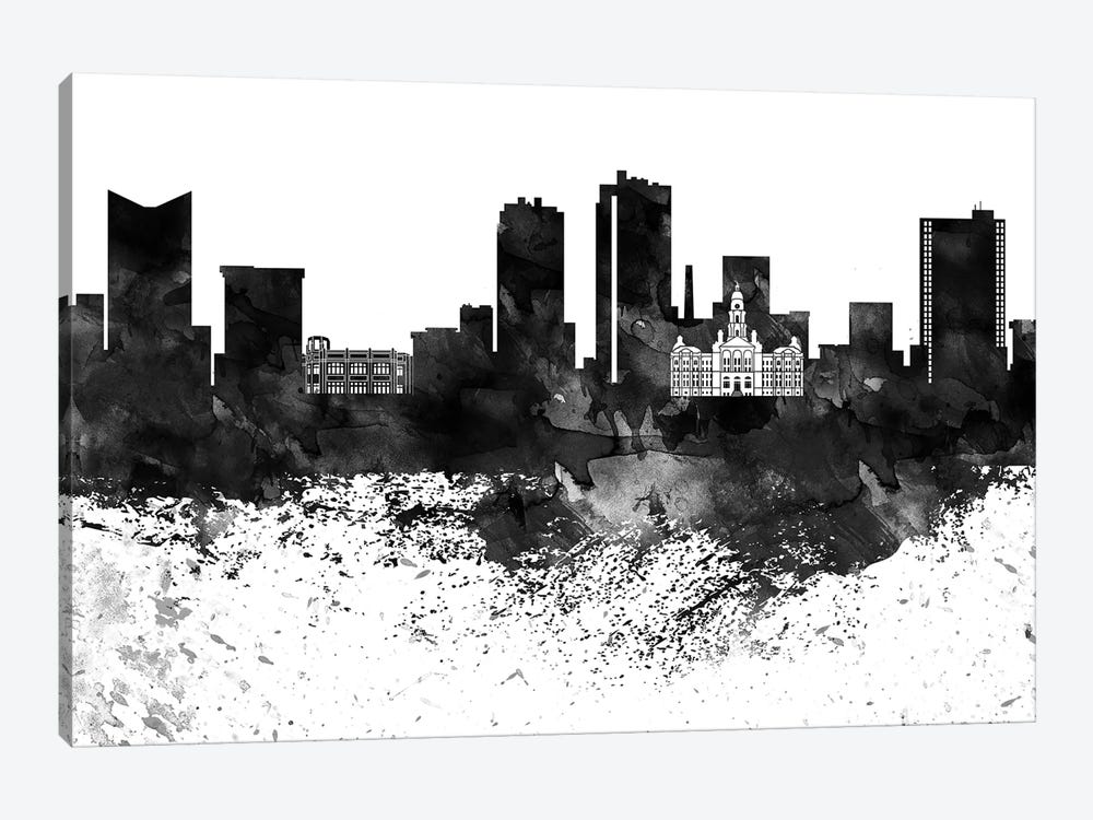 Fort Worth Black & White Drops Skyline by WallDecorAddict 1-piece Art Print