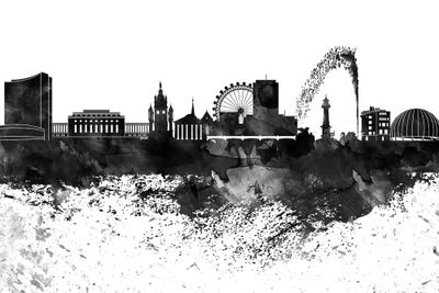 Geneva Black & White Drops Skyline by WallDecorAddict canvas print