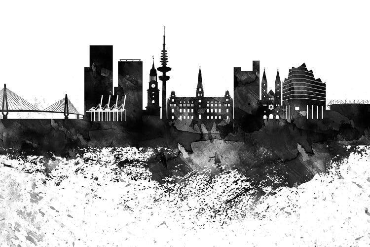 Hamburg Black & White Drops Skyline