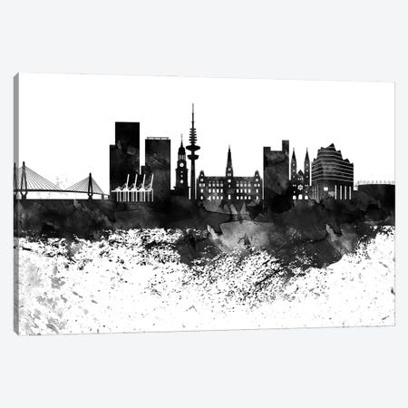Hamburg Black & White Drops Skyline Canvas Print #WDA1162} by WallDecorAddict Canvas Art Print