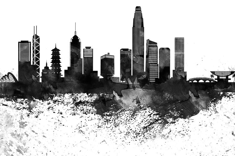 Hong Kong Black & White Drops Skyline