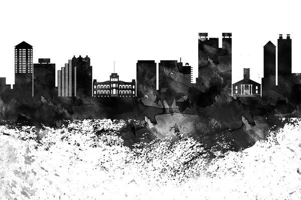 Honolulu: Honolulu Black & White Drops Skyline by WallDecorAddict